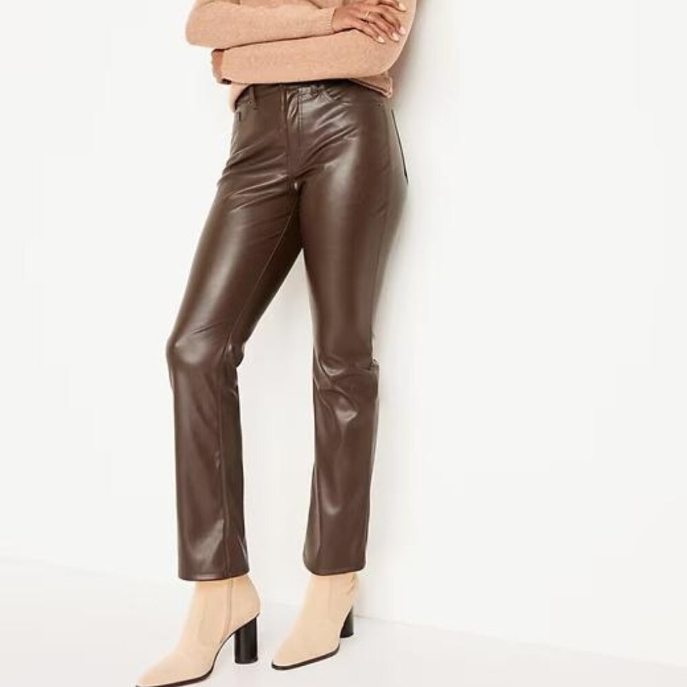 NWT Old Navy High-Waisted Faux-Leather Boot-Cut Ankle Pants - Picture 4 of 4